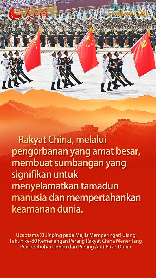 Ucaptama Xi Jinping pada Majlis Memperingati Ulang Tahun ke-80 Kemenangan Perang Rakyat China Menentang Pencerobohan Jepun dan Perang Anti-Fasis Dunia