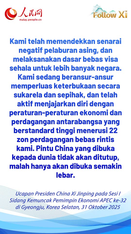 Petikan Ucapan Xi Jinping pada Sesi I Sidang Kemuncak Pemimpin Ekonomi APEC