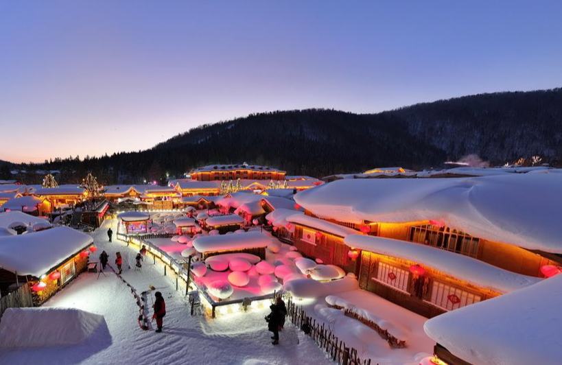 Pemandangan Pekan Salji Xuexiang dari Udara dalam 30 Saat